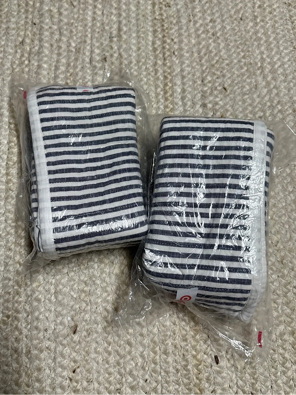 Striped Gray and White Quilted Sham and Coverlet Set